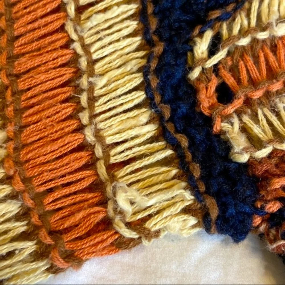 Casual Corner Sweater Women’s L Vintage Brown Striped Hand Knit Limited Edition - Picture 8 of 11